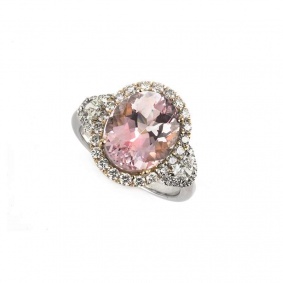 18k White Gold Morganite and Diamond Dress Ring